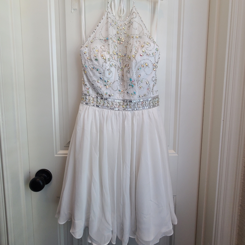 White gemstone party dress